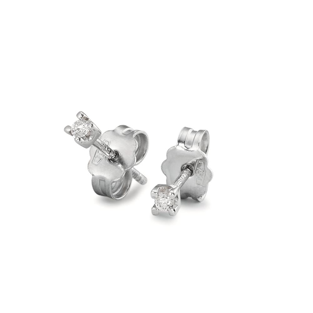 Clous d'oreilles Or blanc 18K Diamant 0.04 ct, 2 Pierres, w-si Ø2.2 mm