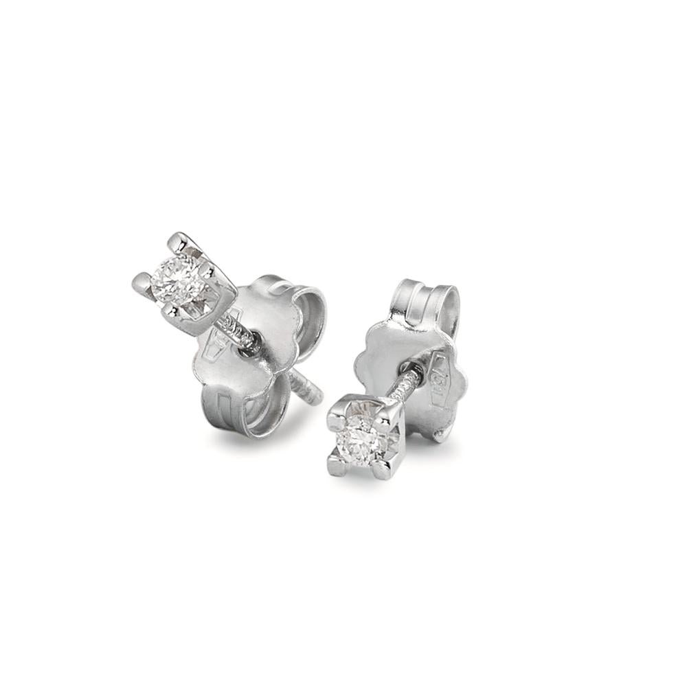 Clous d'oreilles Or blanc 18K Diamant 0.06 ct, 2 Pierres, w-si Ø2.5 mm