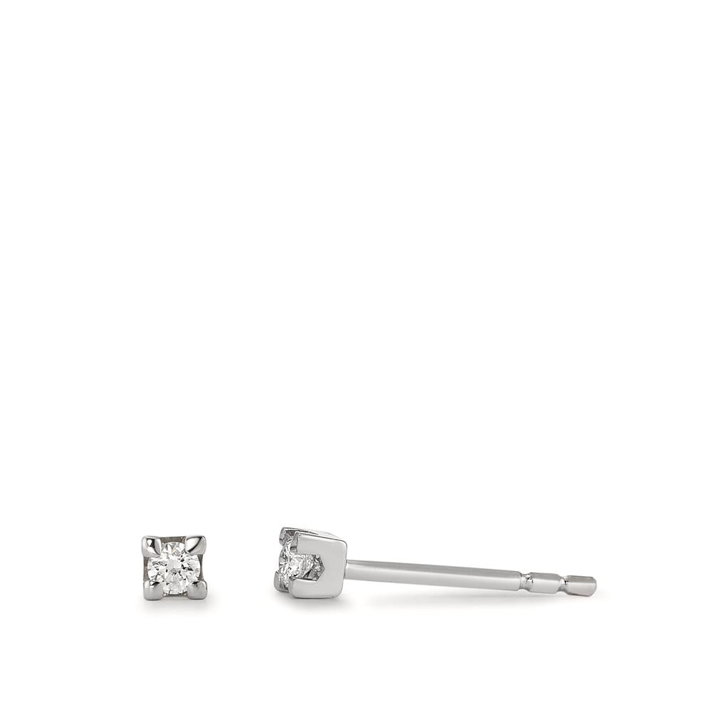 Clous d'oreilles Or blanc 18K Diamant 0.10 ct, 2 Pierres, w-si Ø2.5 mm