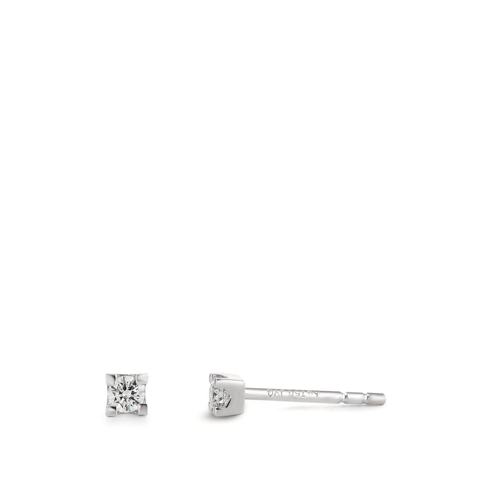 Clous d'oreilles Or blanc 18K Diamant 0.14 ct, 2 Pierres, w-si Ø3 mm