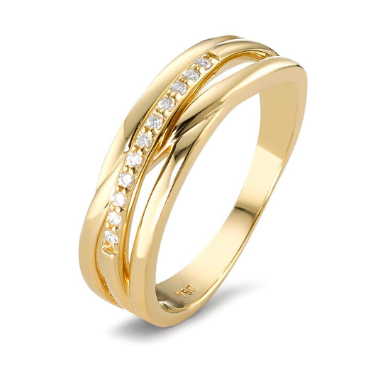 Bague Or jaune 18K Diamant 0.06 ct, 11 Pierres, w-si