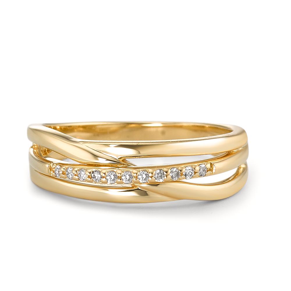 Bague Or jaune 18K Diamant 0.06 ct, 11 Pierres, w-si