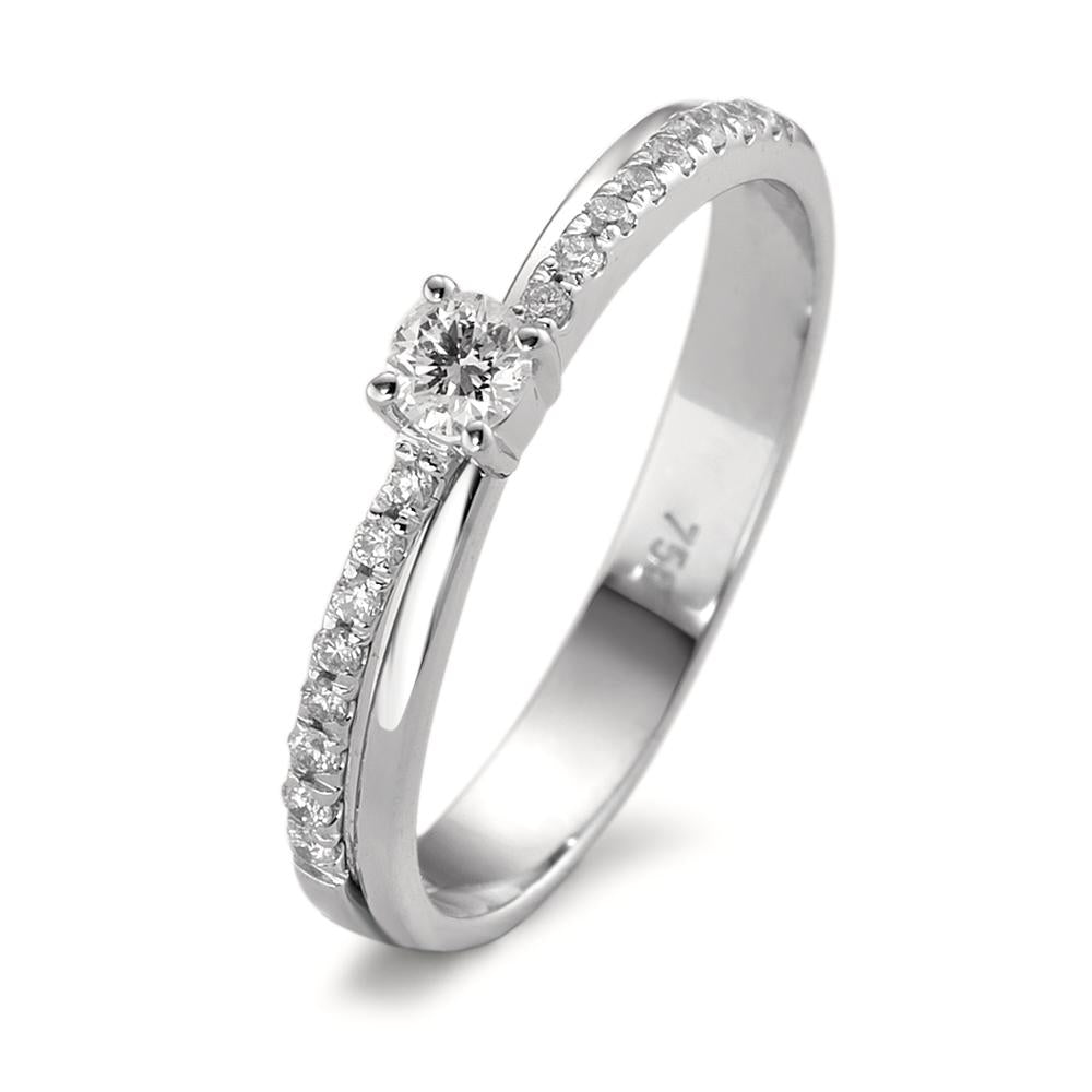 Bague Or blanc 18K Diamant 0.09 ct, 19 Pierres, w-si