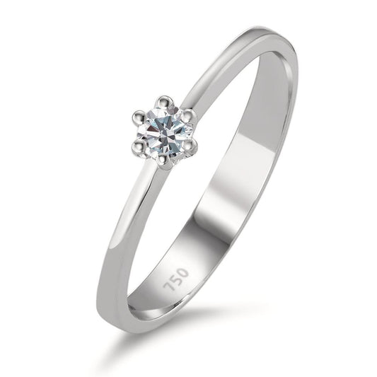 Bague solitaire Or blanc 18K Diamant 0.10 ct, w-si