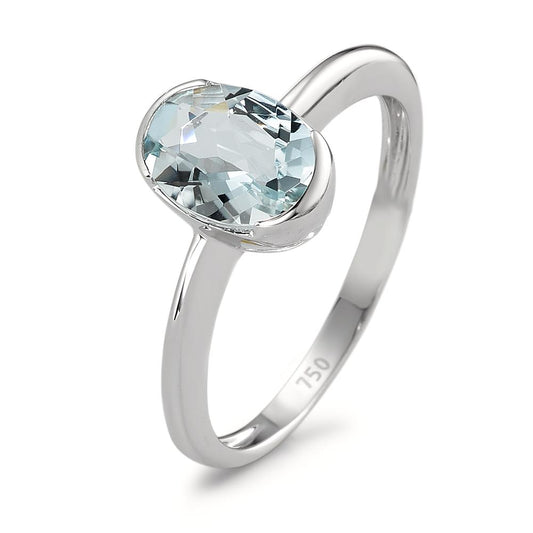 Bague Or blanc 18K Aigue-Marine 1.08 ct