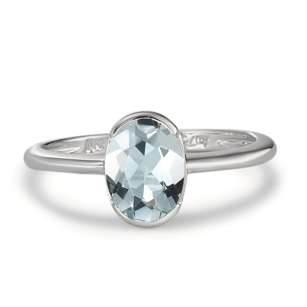 Bague Or blanc 18K Aigue-Marine 1.08 ct