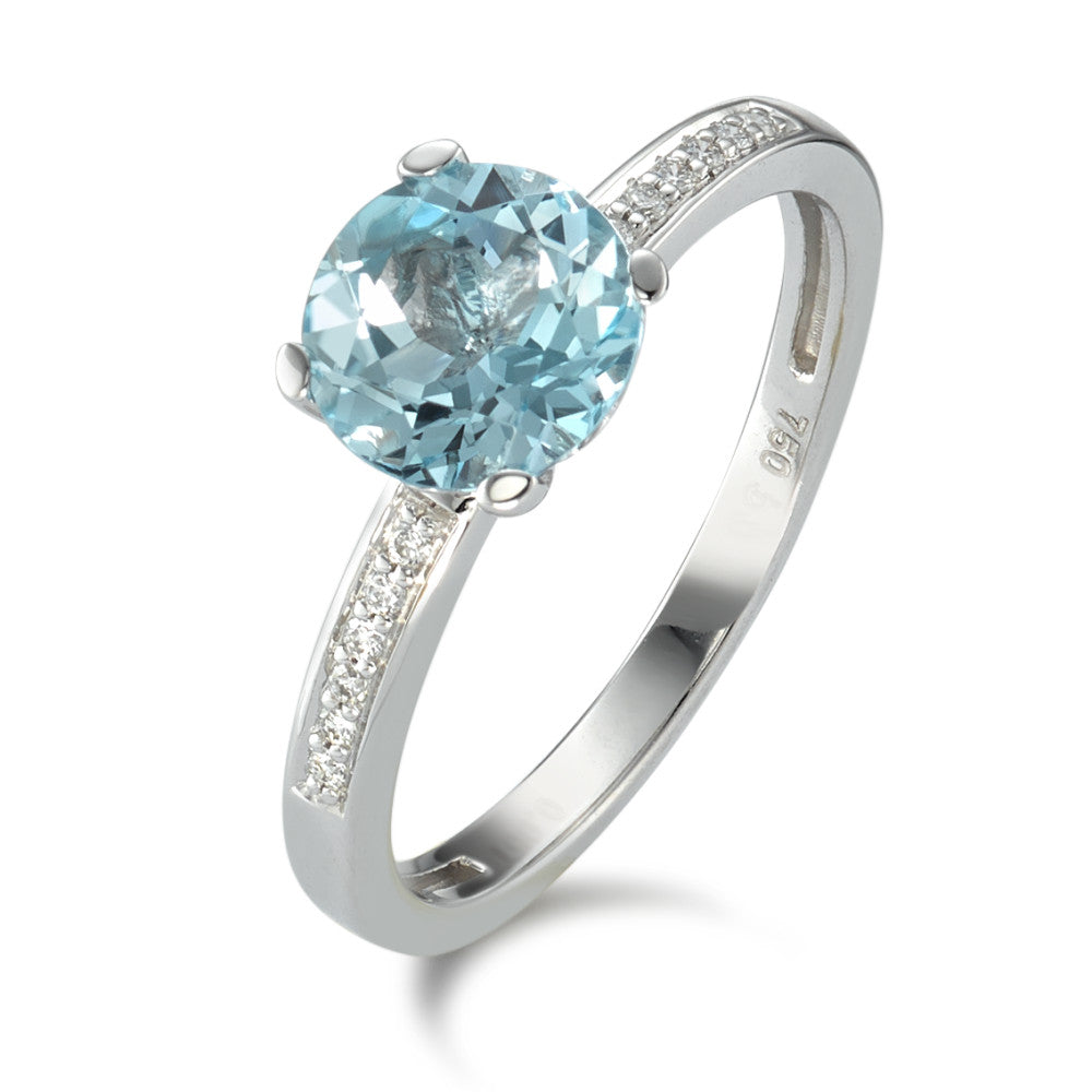 Bague Or blanc 18K Topaze bleu