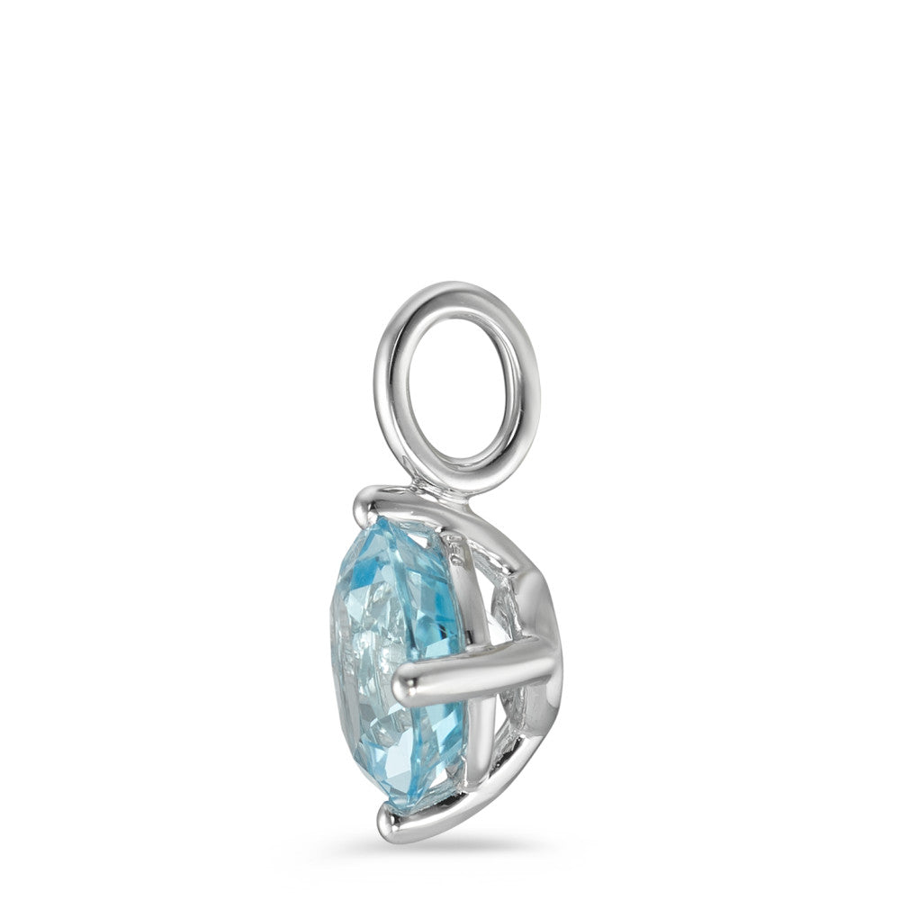 Pendentif Or blanc 18K Topaze bleu Ø10 mm