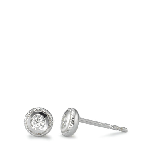 Clous d'oreilles Or blanc 18K Diamant 0.15 ct, 2 Pierres, w-si Ø5 mm