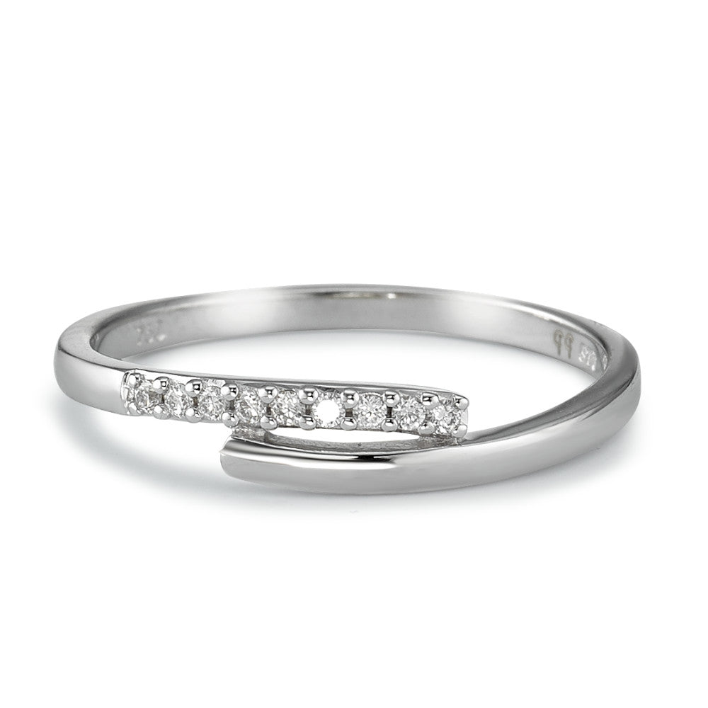 Bague Or blanc 18K Diamant 0.06 ct, 9 Pierres, w-si