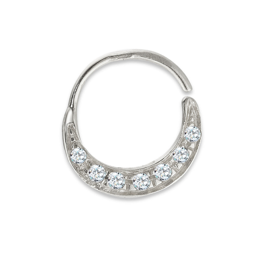 Anneau de nez Or blanc 18K Zircone 7 Pierres