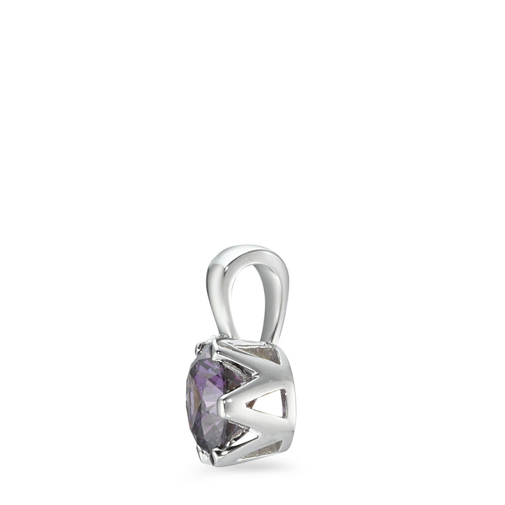 Pendentif Argent Zircone violet Rhodié Ø7 mm