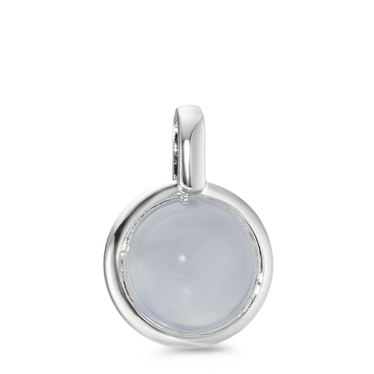 Pendentif Argent Calcédoine bleu clair Rhodié Ø12.5 mm