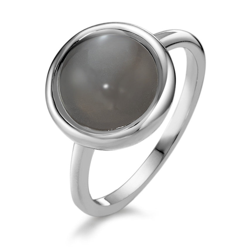 Bague Argent Pierre de lune Rhodié