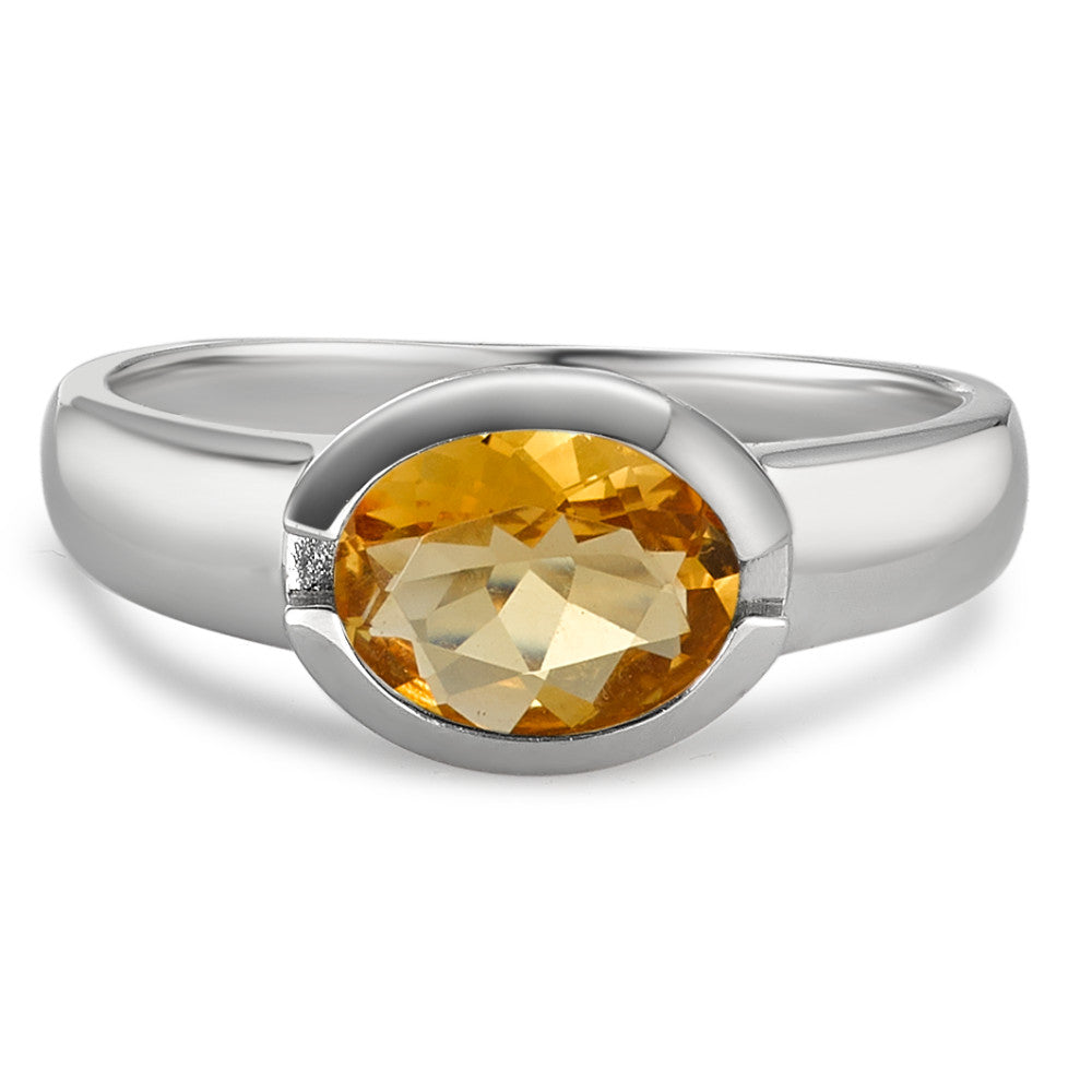 Bague Or blanc 9K Citrine