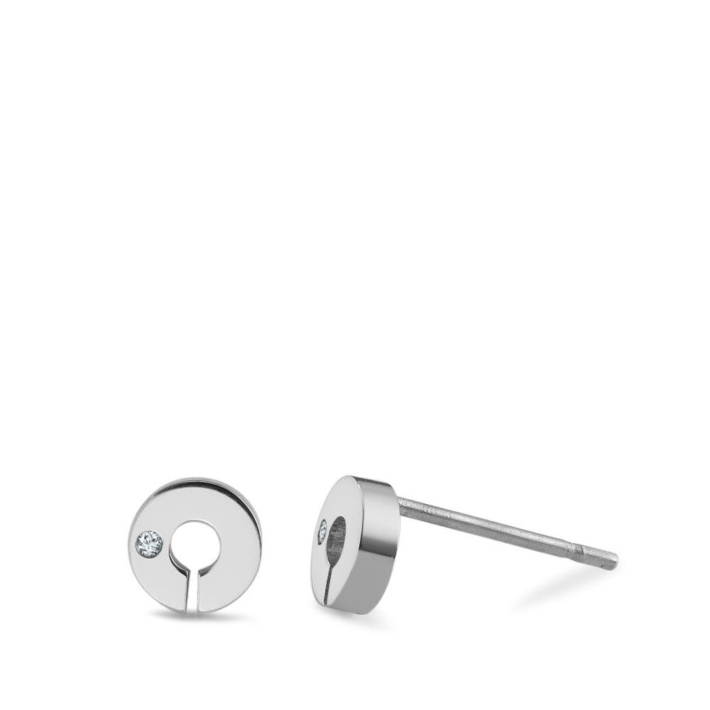 Clous d'oreilles Acier inoxydable Diamant 0.01 ct, 2 Pierres, p1 Ø5.5 mm