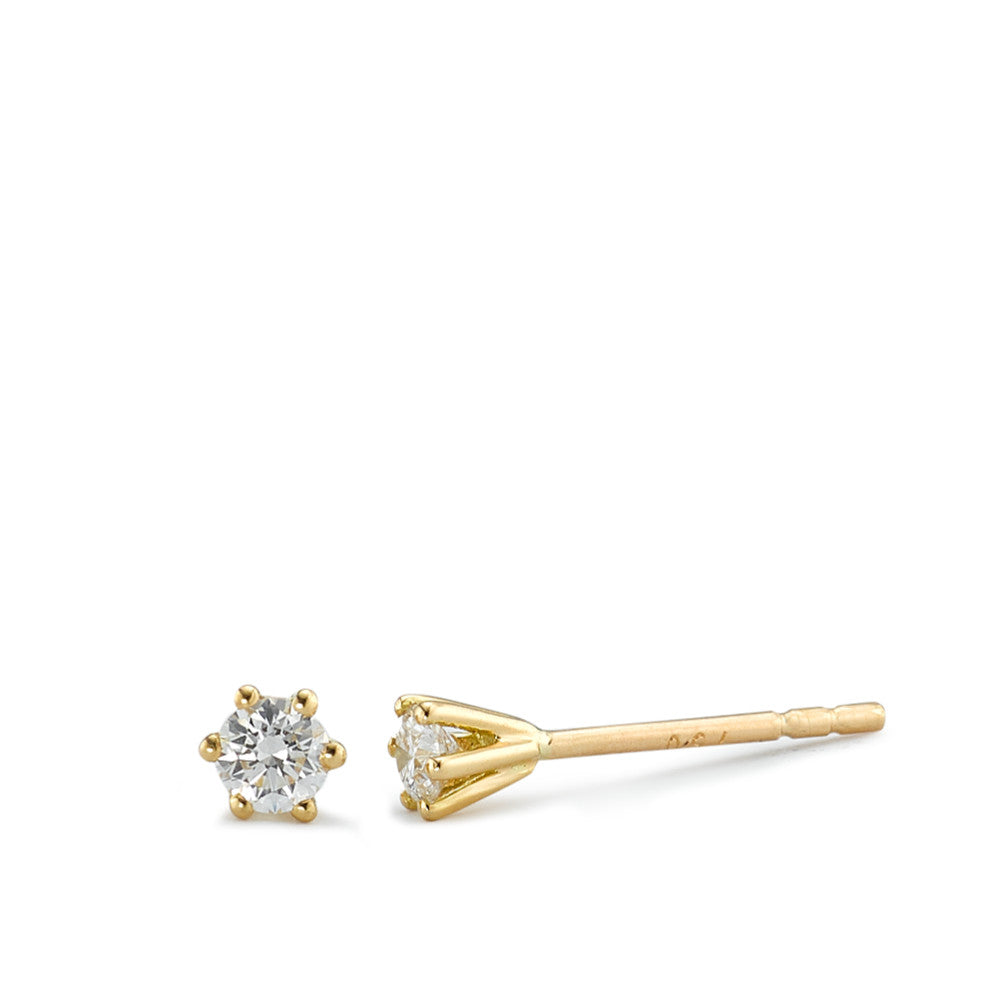 Clous d'oreilles Or jaune 18K Diamant 0.15 ct, 2 Pierres, w-si Ø3 mm