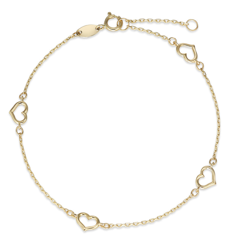 Bracelet Or jaune 14K Coeur 16.5-18.5 cm