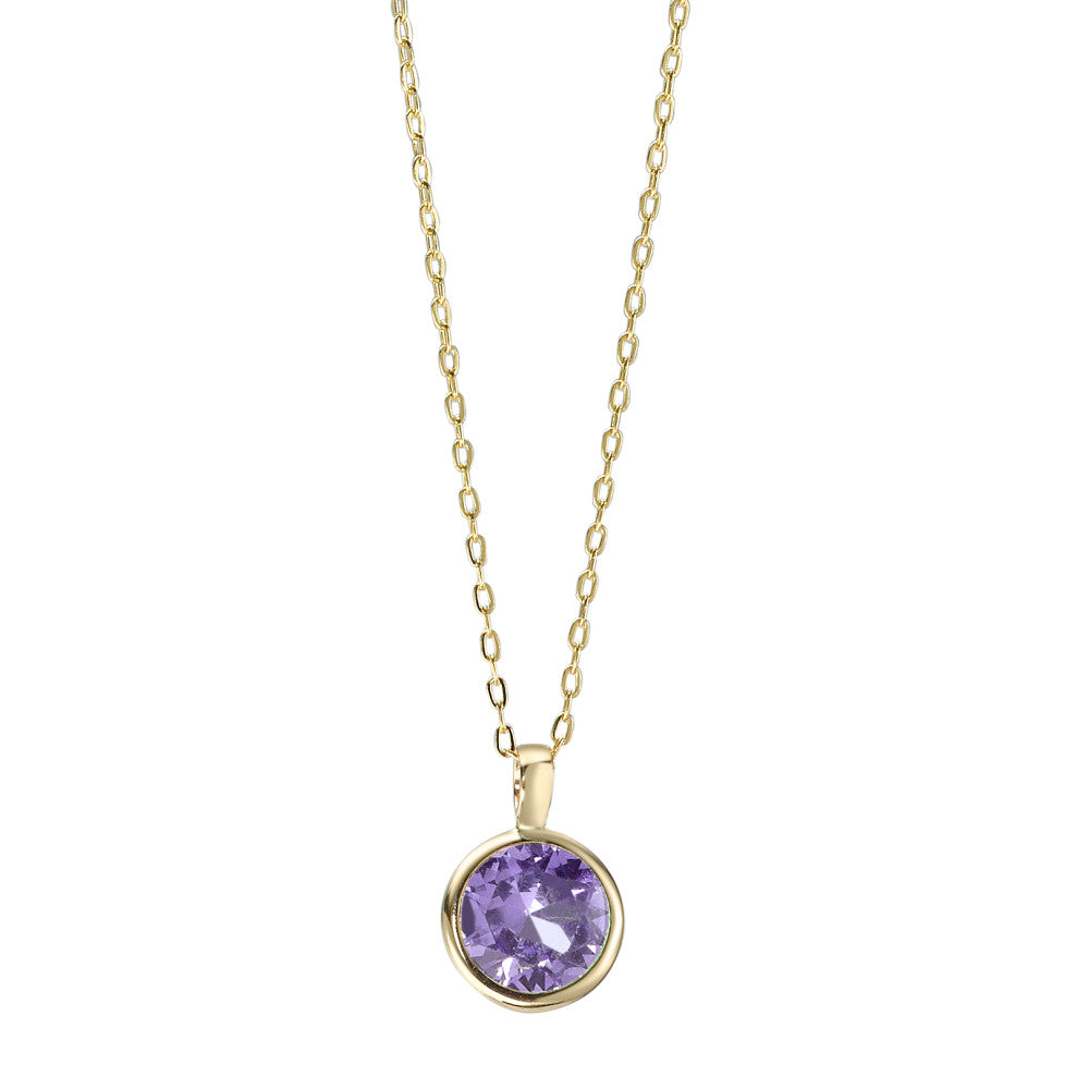 Collier Or jaune 14K Zircone violet 40-42 cm