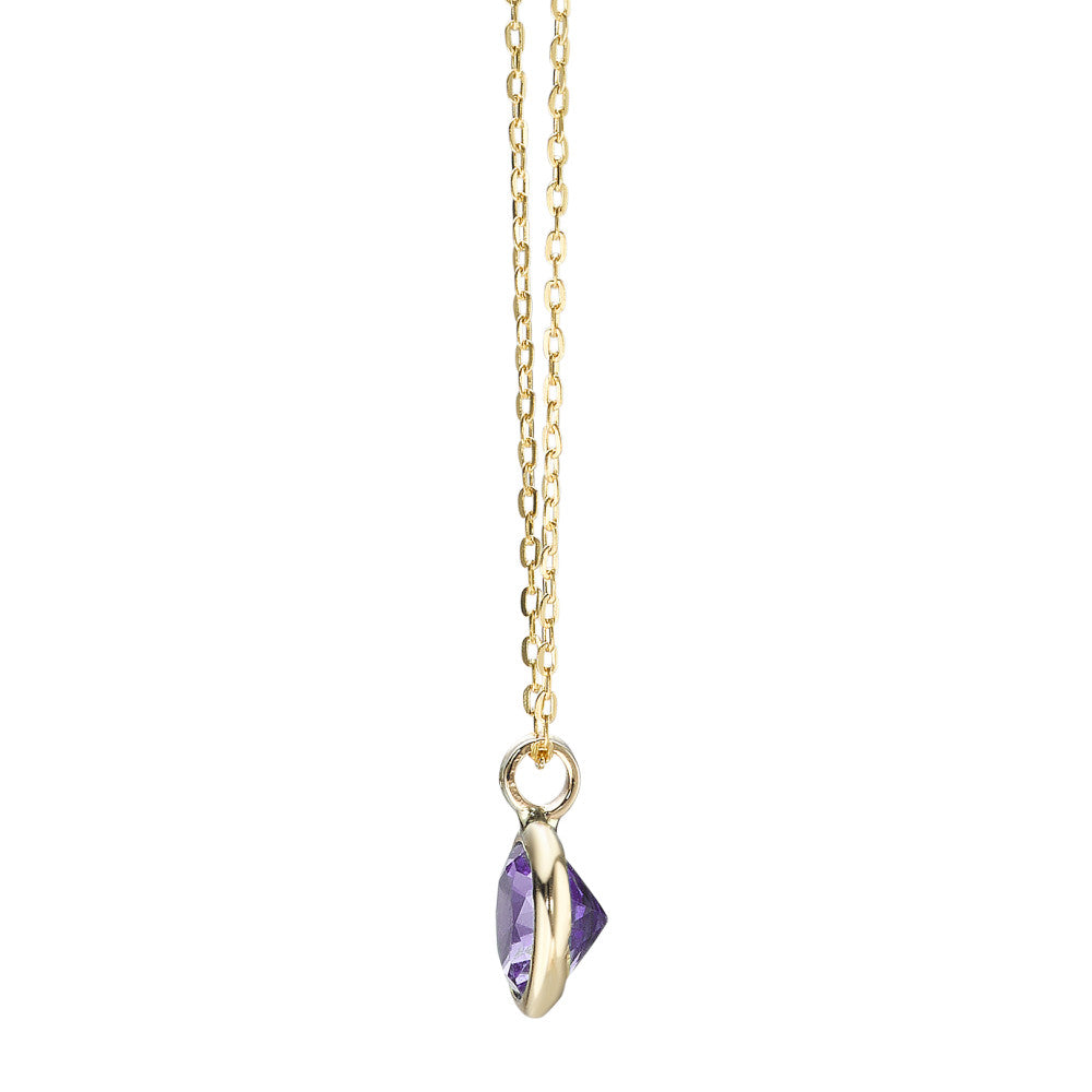 Collier Or jaune 14K Zircone violet 40-42 cm