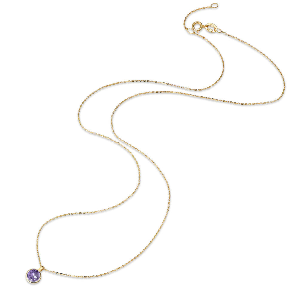 Collier Or jaune 14K Zircone violet 40-42 cm