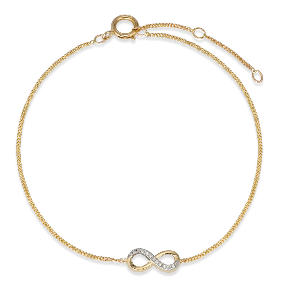 Bracelet Or jaune 14K Diamant 0.025 ct, 13 Pierres, w-si Infini 15-18 cm