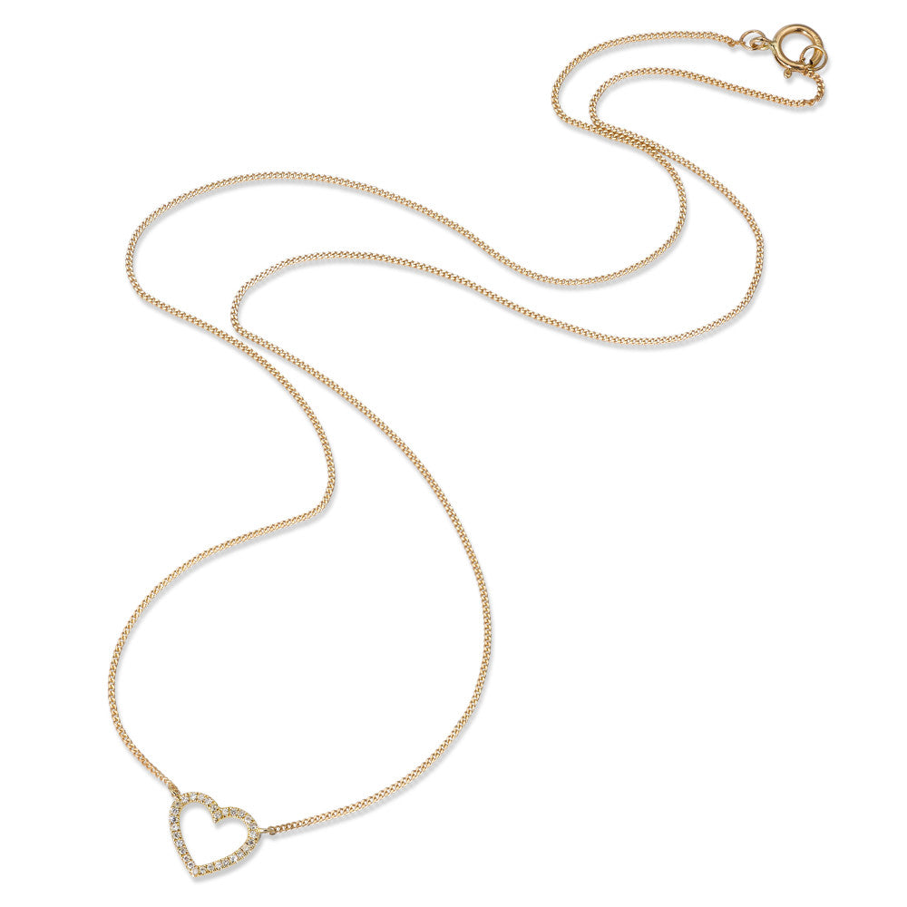 Collier Or jaune 14K Diamant 0.05 ct, w-si Coeur 42 cm