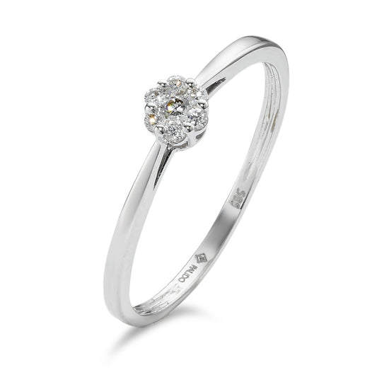 Bague solitaire Or blanc 14K Diamant 0.07 ct, 7 Pierres, w-si