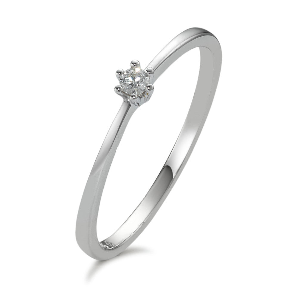 Bague solitaire Or blanc 14K Diamant 0.05 ct, w-si