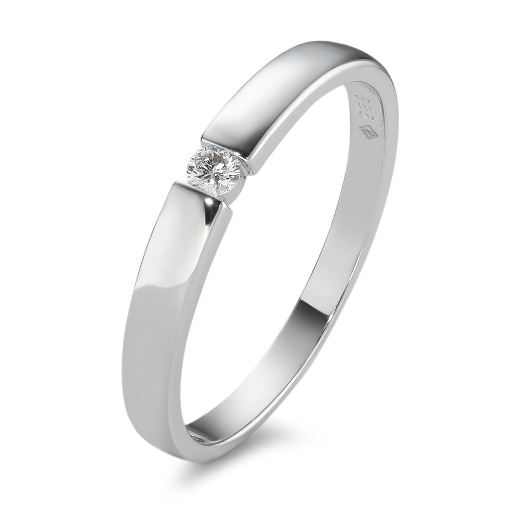 Bague solitaire Or blanc 14K Diamant 0.06 ct, w-si