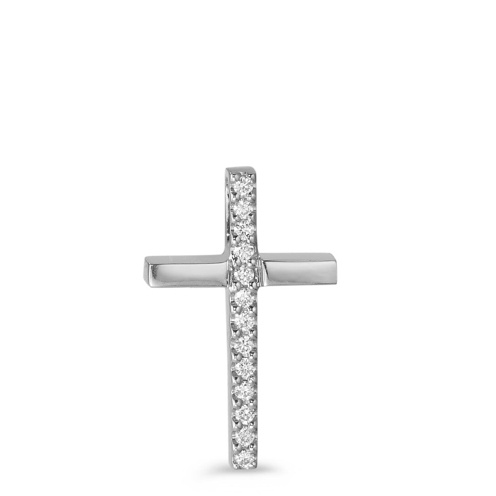 Pendentif Or blanc 18K Diamant 0.03 ct, 13 Pierres, w-si Croix