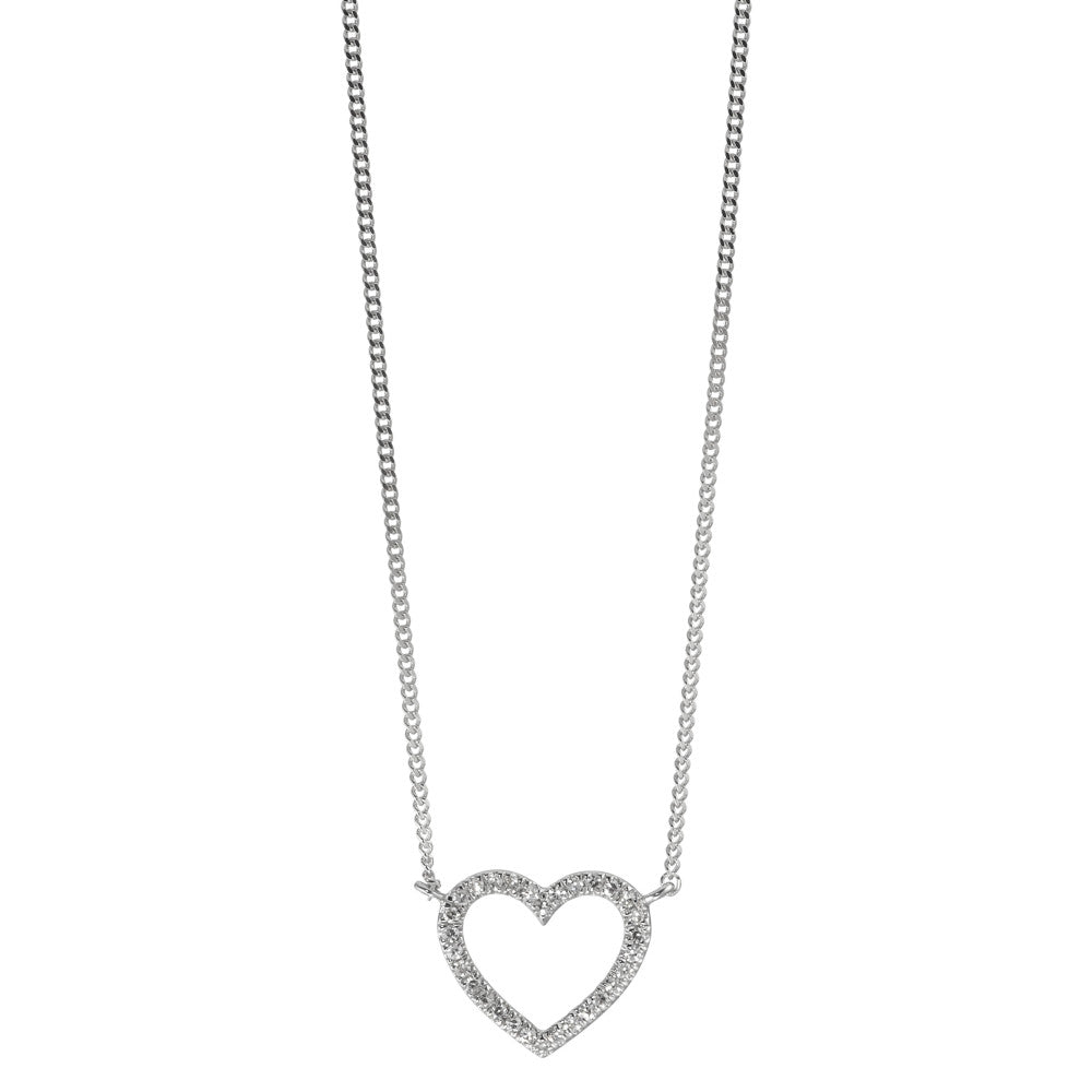 Collier Or blanc 14K Diamant 0.06 ct, w-si Coeur 42 cm