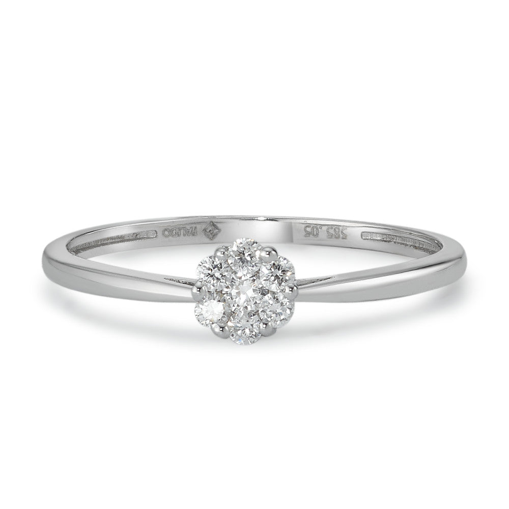 Bague solitaire Or blanc 14K Diamant 0.11 ct, 7 Pierres, w-si