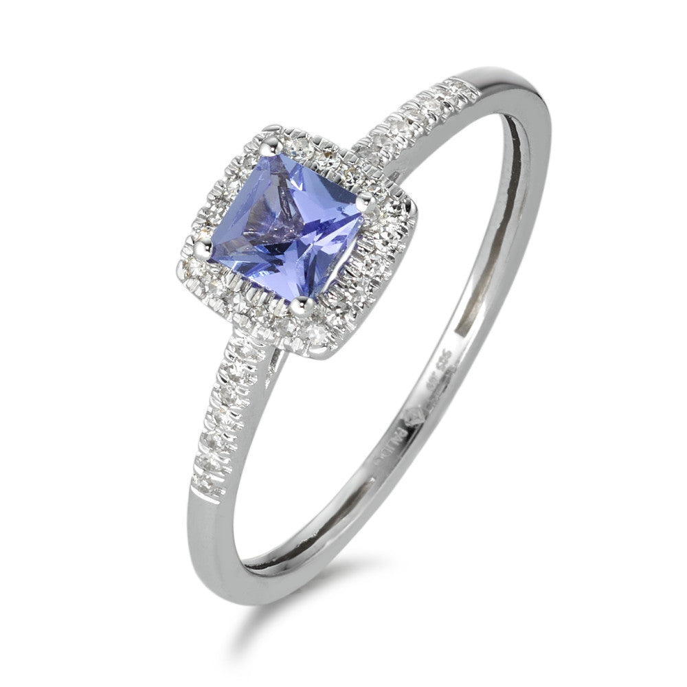 Bague Or blanc 14K Diamant 0.09 ct, w-si, Tanzanite