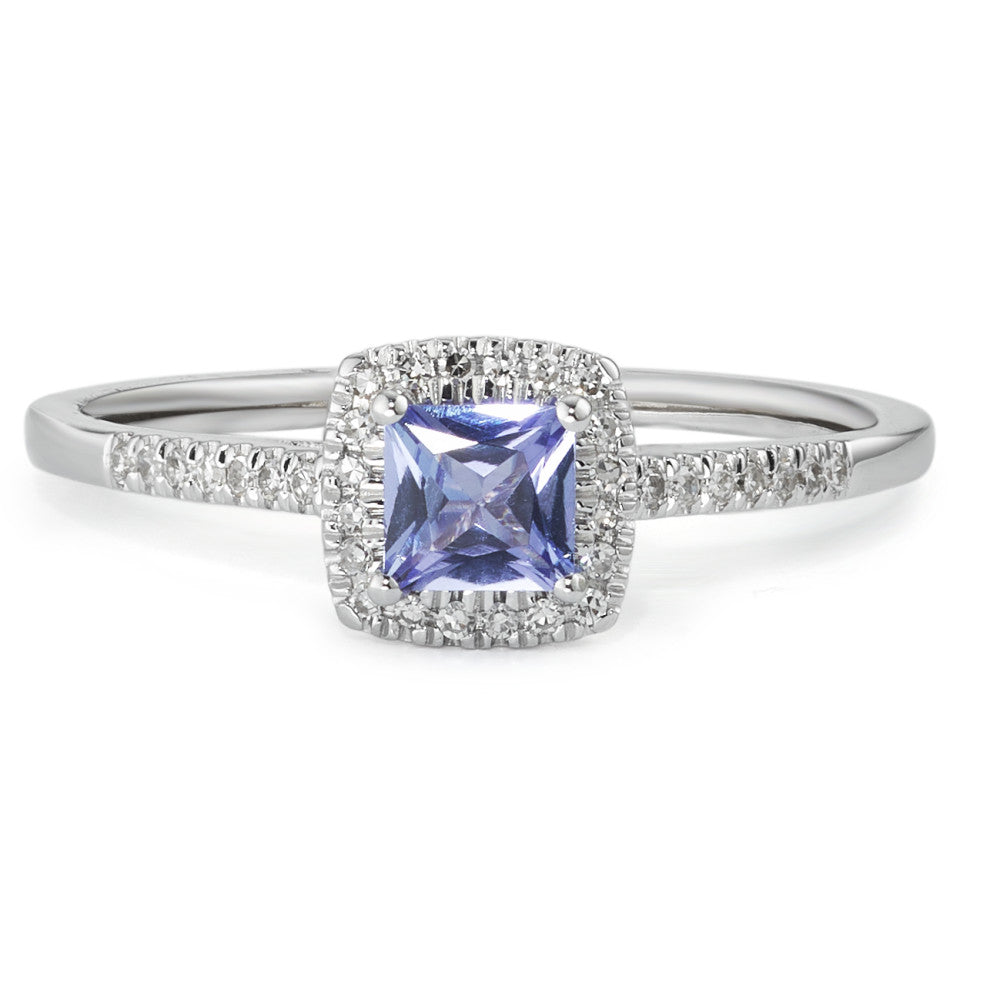 Bague Or blanc 14K Diamant 0.09 ct, w-si, Tanzanite