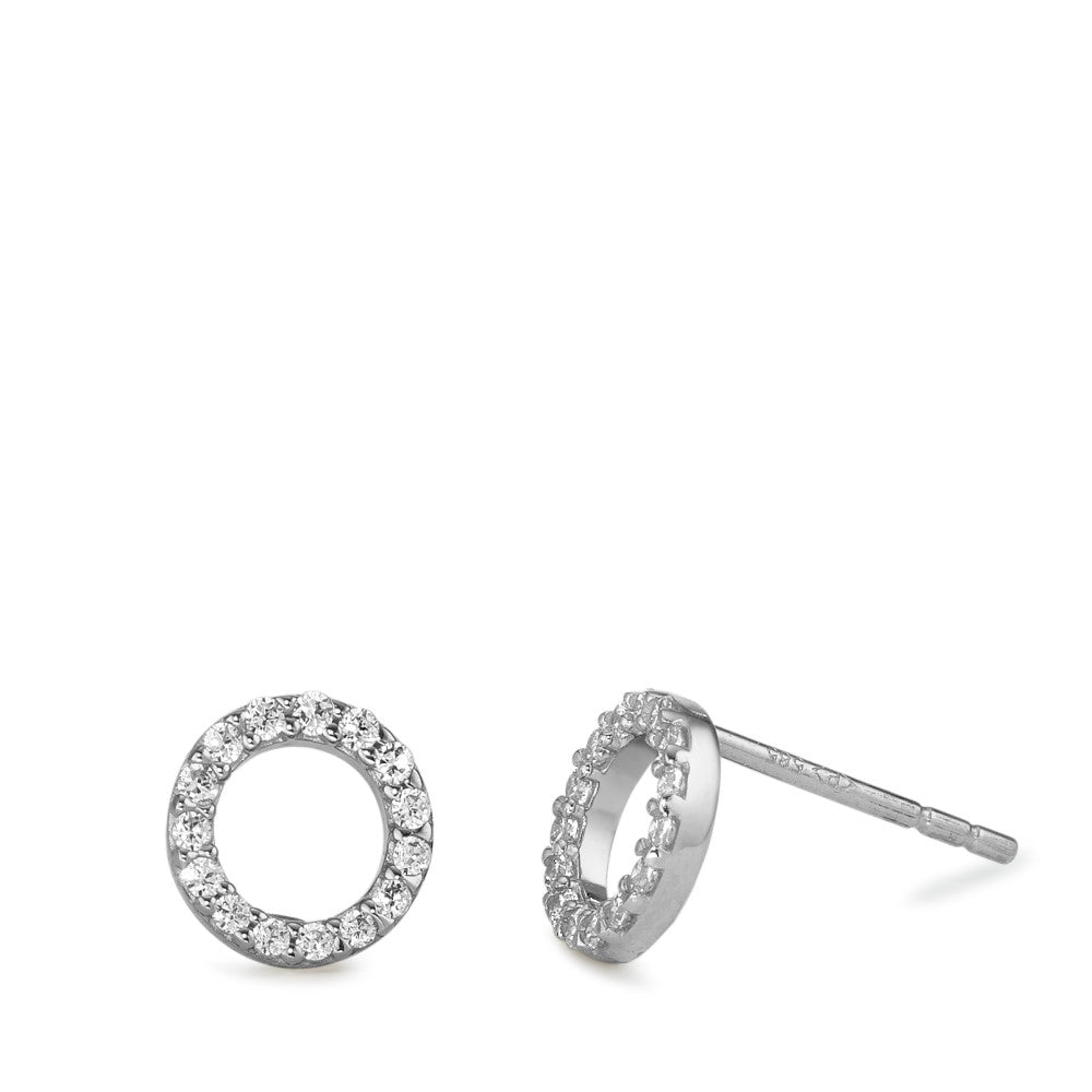 Clous d'oreilles Or blanc 14K Zircone blanc Ø7 mm