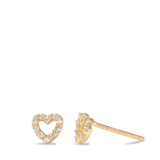 Clous d'oreilles Or jaune 14K Zircone Coeur Ø4.5 mm