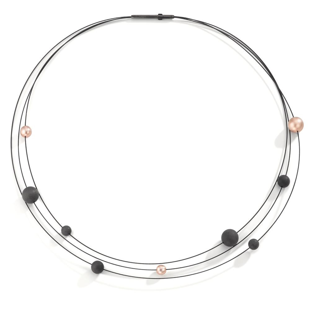 Collier Acier inoxydable, Carbone, Aluminium rosé PVD 42 cm