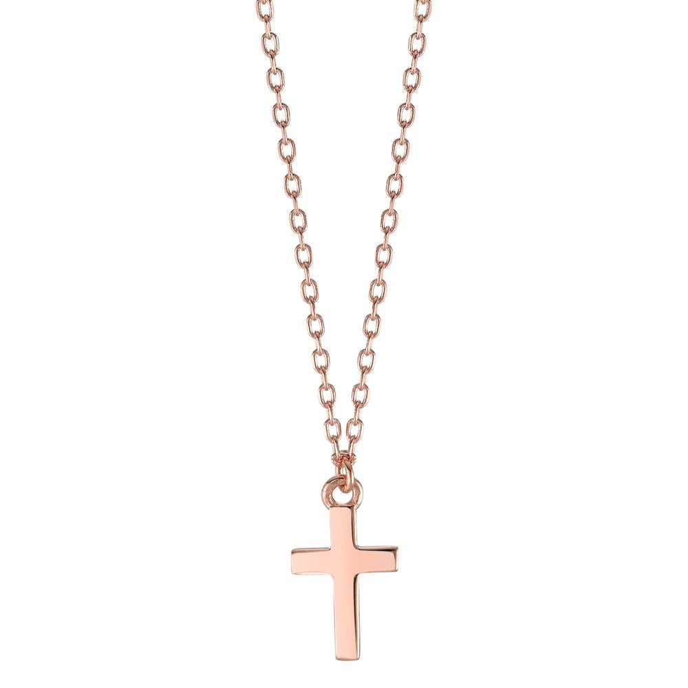 Collier Argent rosé Plaqué or Croix 40-43 cm