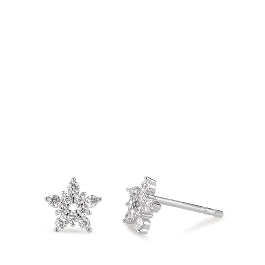 Clous d'oreilles Argent Zircone Rhodié Étoile Ø6.5 mm