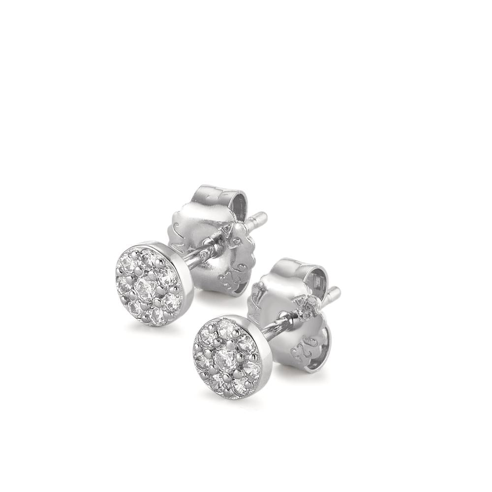 Clous d'oreilles Argent Zircone Rhodié Ø5 mm