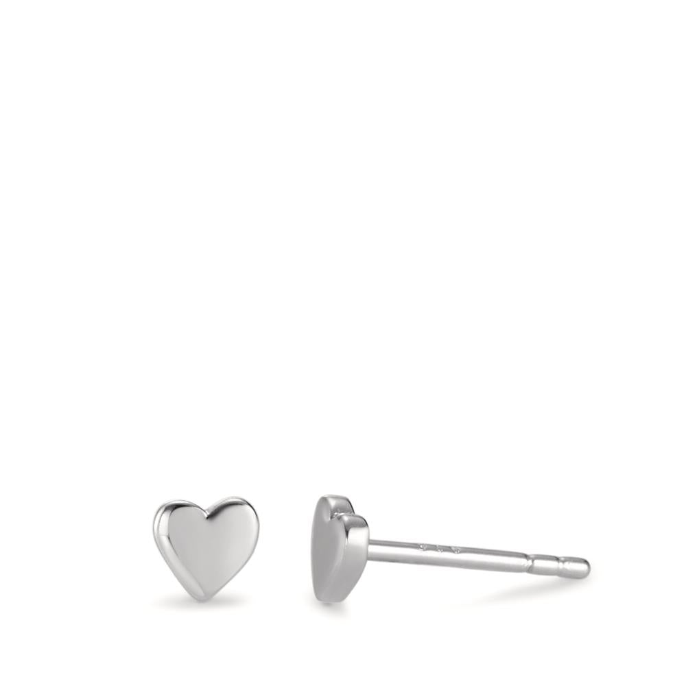 Clous d'oreilles Argent Rhodié Coeur Ø4.5 mm