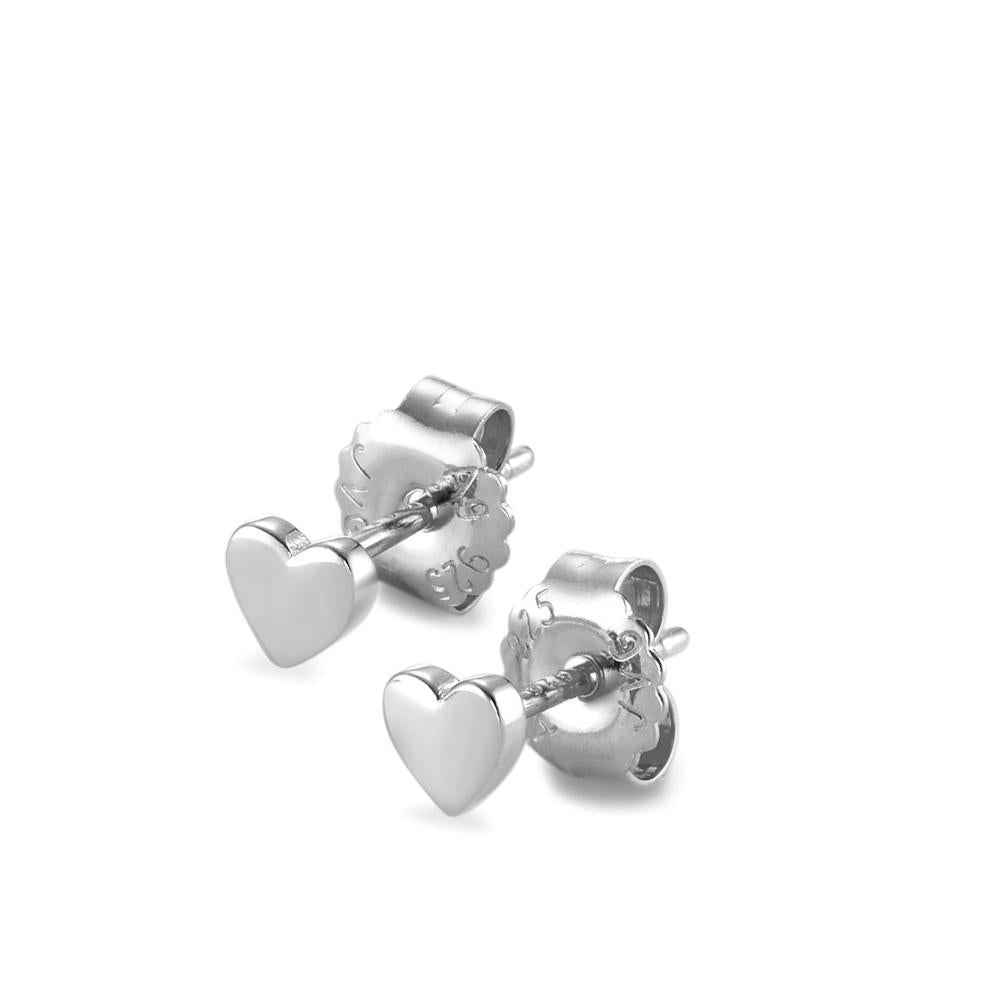 Clous d'oreilles Argent Rhodié Coeur Ø4.5 mm