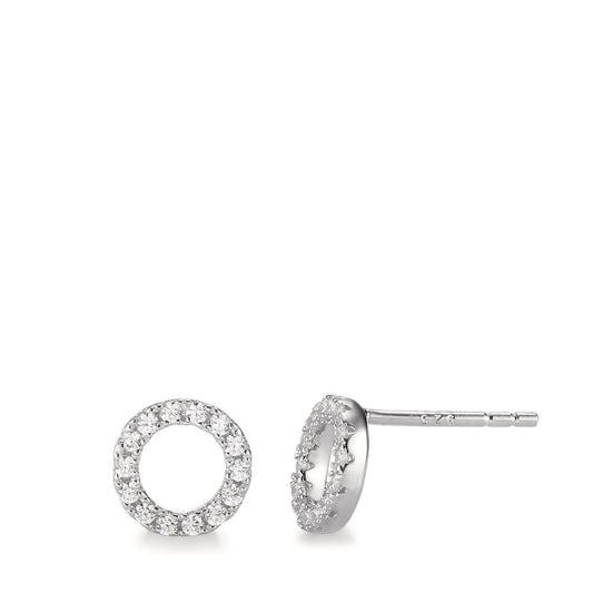 Clous d'oreilles Argent Zircone 28 Pierres Rhodié Ø8 mm