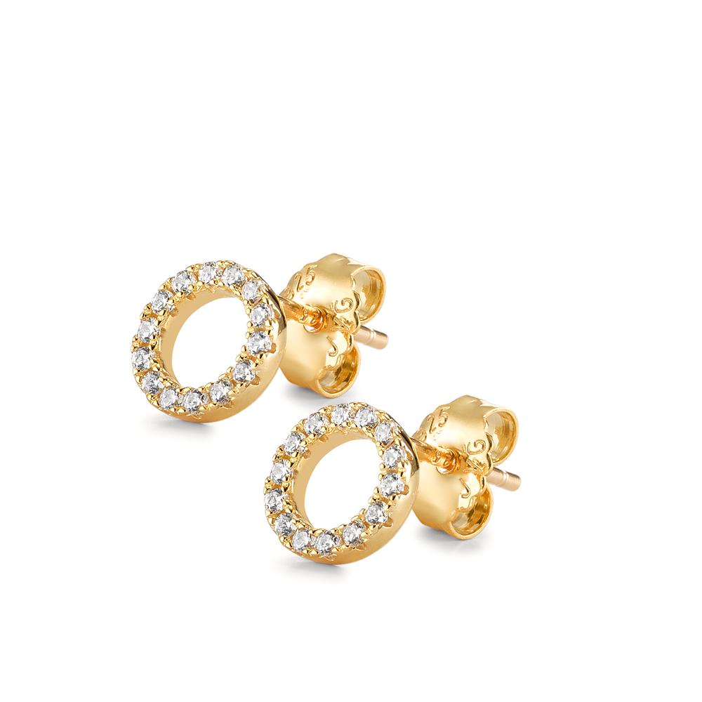 Clous d'oreilles Argent Zircone 28 Pierres jaune Plaqué or Ø8 mm