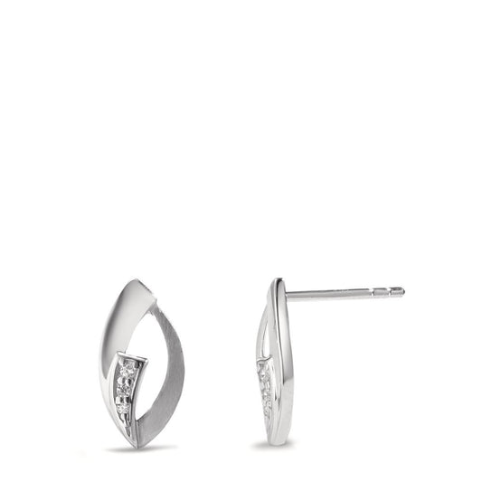 Clous d'oreilles Argent Zircone 6 Pierres Rhodié