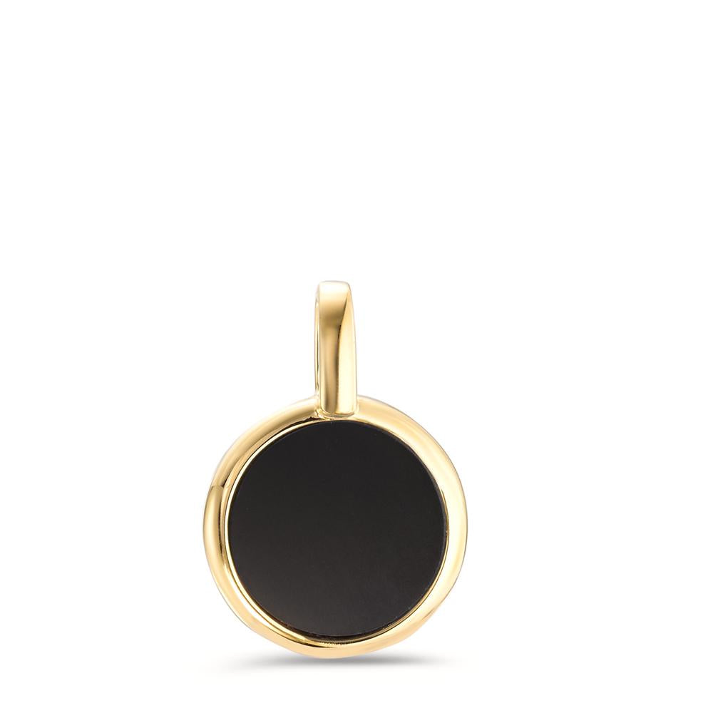 Pendentif Argent Onyx jaune Plaqué or Ø14 mm