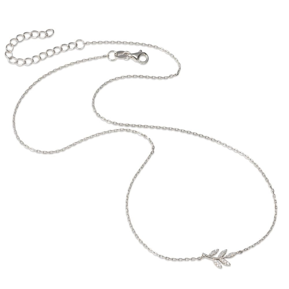 Collier Argent Zircone 15 Pierres Rhodié Feuille 40-45 cm