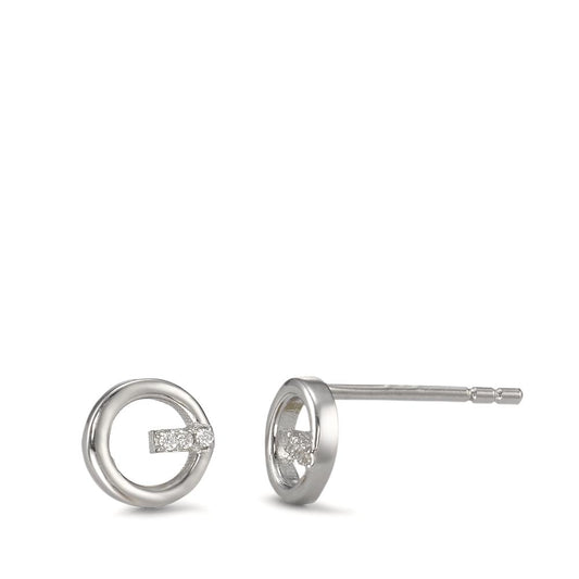 Clous d'oreilles Argent Zircone 6 Pierres Rhodié Ø6.5 mm