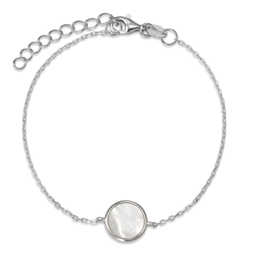 Bracelet Argent Rhodié nacre 16-19 cm